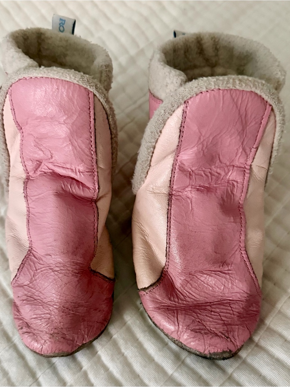 Robeez Pink Leather Baby Shoes 6-12M Soft Sole